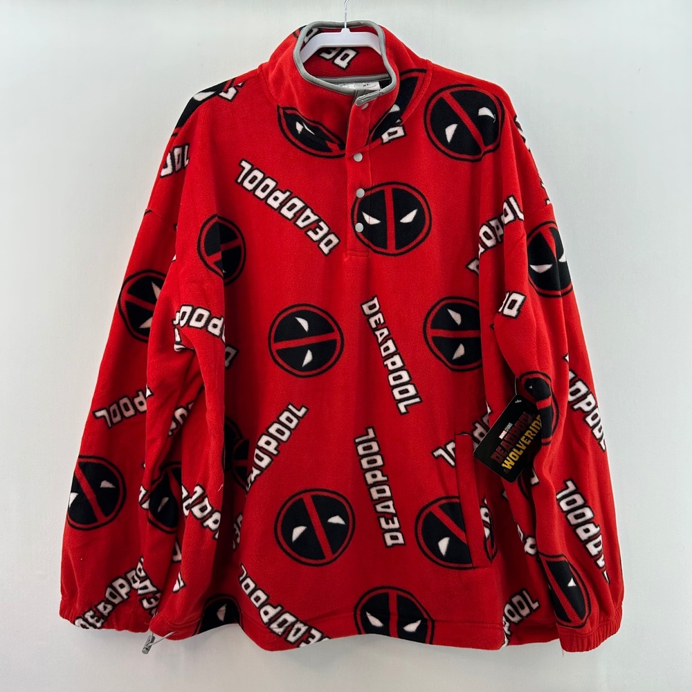 Marvel Studios Deadpool‎ & Wolverine Fleece Pullover Jacket Mens XL Red